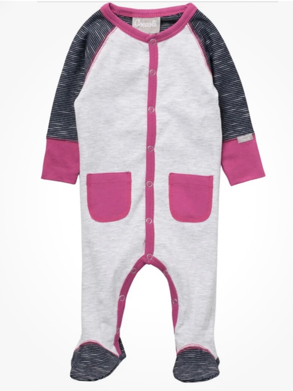 COCCOLI Baby Girl’s Contrast Trim Playsuit One Piece Footie Pajamas -1 Month-NWT